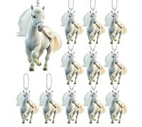 T TAKONE Lot de 12 porte-clés en forme de cheval - Décoration d'anniversaire amusante - Idée cadeau pour petit cadeau d'anniversaire de cheval, Blanc., 8CM*5CM*0,37CM