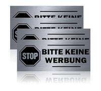T TAKONE Lot de 4 panneaux de boîte aux lettres « Keine Werbung » - En acier inoxydable v2a - 70 x 30 mm - Auto-adhésives et inoxydables - Pas d'autocollant publicitaire pour boîte aux lettres