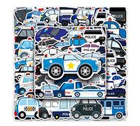 T TAKONE Lot de 50 autocollants pour voitures de police, en vinyle, imperméables et réutilisables, pour valise, bouteille d'eau, ordinateur portable, skateboard