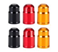 T TAKONE Lot de 6 bouchons de valve en aluminium ultra légers pour vélo, VTT, vélo de route - Valve Schrader (doré, rouge, noir)