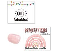 T TAKONE Mutstein pour enfants - Pierre porte-bonheur rose avec carte de vœux et félicitations - Cadeau de rentrée des classes 2025 (fille)