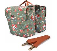 T-Tb748ca-Fl Waterproof Canvas Storage Bag For Bicycle Rear Seat Double Roll Up Bag (Flower Pattern) Green 33 X 12.5 X 30 Cm