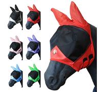 T TEKE Masque anti-mouches en maille fine pour cheval avec oreilles, visière anti-UV 3D avec rembourrage en polaire supplémentaire, protection contre les insectes nuisibles