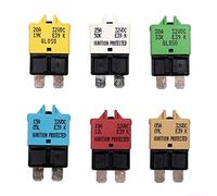 T Tocas 12V- 32V CC Disjoncteur de fusible à réinitialisation manuelle Disjoncteur ATC à profil bas E39 pour Pour bateau de voiture RV solaire, 5A 10A 15A 20A 25A 30A mixte 6pack