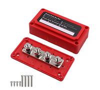 T Tocas Bornier 12V 300A Bus Bar et de jonction de barre de bus robuste 4 goujons terminaux M10, 48V CC 300 Amp Borne Distribution Batterie pour voiture/RV/Bateau/Marine/Système solaire, rouge