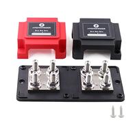 T Tocas Bornier 12V-48V cc Bus Bar 400A barre de bus en cuivre Heavy Duty, 8X M10 double tête boulon terminal panneau de distribution 400 Amp batterie boîte de bus avec couvercle noir et rouge