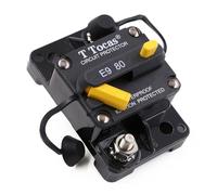 T Tocas Disjoncteur monté en surface de 80 Amp avec bouton de réinitialisation manuelle, 12V - 48V CC, disjoncteur étanche 80A