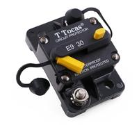 T Tocas E9 Disjoncteur 30A 12V-48V CC pour Véhicules, Camping-Cars, Bateaux, Systèmes Solaire et Moteurs de Pêche (Trolling) - Réinitialisation Manuelle, Certifié UL, Étanche IP67, Commutable 30 A