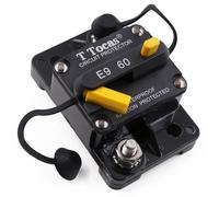 T Tocas E9 Disjoncteur 60A 12V-48V CC pour Véhicules, Camping-Cars, Bateaux, Systèmes Solaire et Moteurs de Pêche (Trolling) - Réinitialisation Manuelle, Certifié UL, Étanche IP67, Commutable 60 A