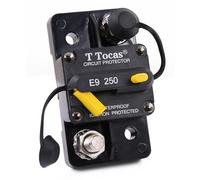 T Tocas E9 Disjoncteur à vis étroit M10 250 Amp avec réinitialisation manuelle | Certifié UL | 12V-48V CC | Étanche IP67 à réglage 250A