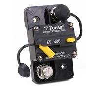 T Tocas E9 Disjoncteur à vis étroit M10 300 Amp avec réinitialisation manuelle | Certifié UL | 12V - 48V CC | Étanche IP67 à réglage 300A