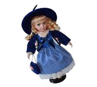 T TOOYFUL Figurine Mignonne de de Porcelaine de 30cm avec L'affichage de Robe de Princesse à Collectionner - Bleu foncé