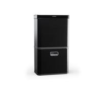 KLARSTEIN poubelle à capteur sans fil 56 L - Poubelle de tri sélectif avec capteur de mouvement, 3 compartiments, Soft-Close, acier inoxydable, noir mat
