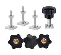 T Track Adapter, Adaptateur à Rainure en T, Adaptateur T Track, avec Écrous Étoile Écrous et Rondelle D'écrou, Convient aux Barres de Toit, Coffres de Toit, Barres et Garde Corps, 4 Pièces(M6)