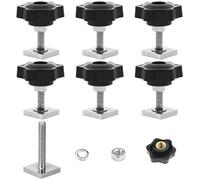 T-Track Clamp écrou à Poignée Étoile,6pcs Vis Papillon Bouton T-Track Écrous Coulissants,Vis Coulissantes M6 en Acier Inoxydable,Adaptateur T-Track,Adaptateur à Rainure en T