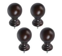 T Tulead Lot de 4 embouts de tringle à rideaux en bois marron à visser