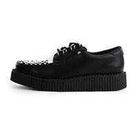 T.U.K Anarchic Creeper de Chaussures en Cuir pour Hommes et Femmes - Couleur Black White Leather - Gothiques à Punk Rock - Brothel Creepers - Chaussures compensées à Lacets - Taille EU43