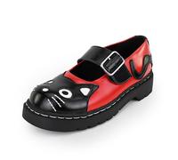 T.U.K. Anarchic Mary Jane Kitty - Chaussures pour Femmes - Couleur Black Red - Taille EU40