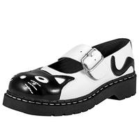 T.U.K. Anarchic Mary Jane Kitty - Chaussures pour Femmes - Couleur Cuir Noir et Blanc - Taille EU38
