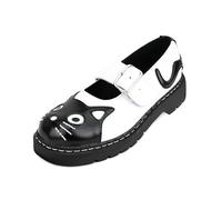T.U.K. Anarchic Mary Jane Kitty - Chaussures pour Femmes - Couleur Cuir Noir et Blanc - Taille EU40