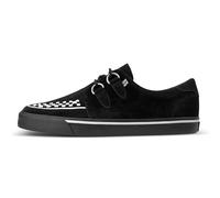 T.U.K. Leather Creeper Sneaker - Chaussures pour Hommes et Femmes - Couleur Black White Interlace Suede - Chaussures à Lacets en Cuir et Daim de Style Puck, Goth et Rocker - Taille 41