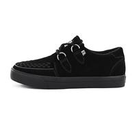 T.U.K. Leather Creeper Sneaker - Chaussures pour Hommes et Femmes - Couleur Black Suede - Chaussures à Lacets en Cuir et Daim de Style Puck, Goth et Rocker - Taille 38