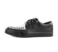 T.U.K. Creeper Sneakers pour Homme & Femme - Chaussures à Lacets en Cuir avec Semelle à Mémoire de Forme - Style Punk, Gothique, Rockabilly et Alternatif - Black and White Leather, EU 45