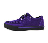 T.U.K. Leather Creeper Sneaker - Chaussures pour Hommes et Femmes - Couleur Purple Suede - Chaussures à Lacets en Cuir et Daim de Style Puck, Goth et Rocker - Taille 42