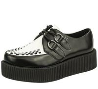 T.U.K. Leather Viva High Creeper - Chaussures pour Hommes et Femmes - Couleur Cuir Blanc et Noir - Taille EU42