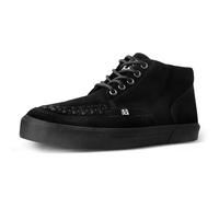T.U.K. Mid Top Creeper Sneaker - Chaussures pour Hommes et Femmes - Couleur Black Suede - Chaussures à Lacets en Cuir et Daim de Style Puck, Goth et Rocker - Taille 43