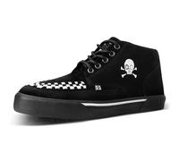 T.U.K. Mid Top Creeper Sneaker - Chaussures pour Hommes et Femmes - Couleur Suede Black White - Chaussures à Lacets en Cuir et Daim de Style Puck, Goth et Rocker - Taille 44