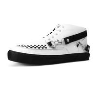 T.U.K. Mid Top Creeper Sneaker - Chaussures pour Hommes et Femmes - Couleur White TUKskin - Chaussures à Lacets en Cuir et Daim de Style Puck, Goth et Rocker - Taille 44