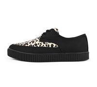 T.U.K. Pointed Creeper Sneakers - Chaussures pour Hommes et Femmes - Couleur Black Canvas and Leopard Print - Chaussures à Lacets en Toile et Daim de Style Punk, Goth et Rocker - Taille EU40