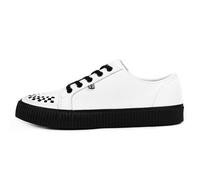 T.U.K. Ribbed Sole Sneaker - Chaussures pour Hommes et Femmes - Couleur White Leather - Chaussures à Lacets en Cuir et Daim de Style Voyou, Goth et Rocker - Taille 39