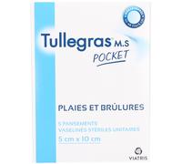 T ulle Gras MS Pocket, Pansement gras protecteur, vaseliné, stérile 5 cm x 10 Bandage(S) pc(s)