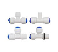 T Y Three Way OD 1/4" 3/8" Quick Connect Push In to Connect Water Tube Fitting for RO Reverse Osmosis Filter 4pcs(3l8-1l4M-3l8)