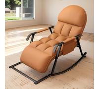 T-ZBDZ Fauteuil à Bascule Adulte pour Allaitement, Dossier et Repose-Pieds Réglable en 5 Positions, Chaise pour Chambre Salon Balcon, Orange