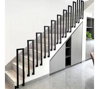 T-ZBDZ Garde Corps Escalier Interieur Noir, Rampe Escalier Forme U, Main Courante en U pour Exterieur, Rambarde en Métal, Garde-Corps pour Porche Jardin Garage Âgés (95CM / Installation Latérale)