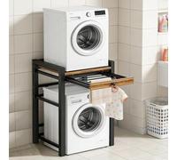 T-ZBDZ Meuble Machine à Laver Étagère de Rangement, avec Planche Extensible, Superposition Lave-Linge et Sèche-Linge, Capacité Charge 350kg, 75x65x105cm, Noir