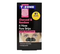 T-Zone Lot de 6 bandes de pores de nez charbon et bambou - Élimine la saleté et l'excès d'huile, aide à éliminer les impuretés, débouche les pores