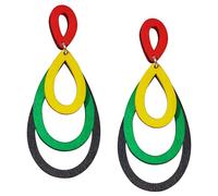 T-ztoss Juneteenth Boucles d'oreilles africaines pour femme ethnique rétro bohème multicouche coloré en bois Boucles d'oreilles pendantes pour le mois d'histoire Bijoux ethniques, Small, Bois, Pas de
