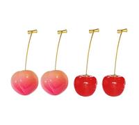 T-ztoss Lot de 2 paires de boucles d'oreilles pendantes en forme de cerise rouge pour femme, Small, Résine, Pas de gemme