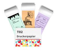 T02/M02X/M02L Papier Thermo Autocollant Mini - Compatible avec la imprimante autocollante mini Memoking T02, Compatible avec l'imprimante autocollante T02/M02X Phomemo, 3 rouleaux