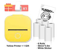 T02 Mini imprimante thermique Phomemo T02 d'autocollants Machine Portable Bluetooth imprimante de poche fournitures d'étude pour Photos Notes - Type Yellow with 6rolls