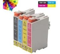 T0611-T0614 Lot de 4 Cartouches d'encre compatible avec Imprimante Stylus DX3800 Multicolore