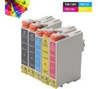 Cartouche d'encre GENERIQUE T0611-T0614 Lot de 5 Cartouches d'encre Compatible avec Epson Stylus DX3800 DX3850