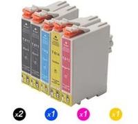 T0611-T0614 Lot de 5 Cartouches d'encre compatible avec Imprimante Epson Stylus DX3800 Multicolore