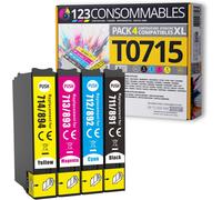 T0715 - Pack Pour Epson T0715 T0711 T0712 T713 T0714 - Cartouches Compatible Avec Epson Stylus Sx218 Sx400 Sx510W Sx515W Dx7450 Dx8450 (1 Noir / 1 Cyan / 1 Magenta / 1 Jaune)