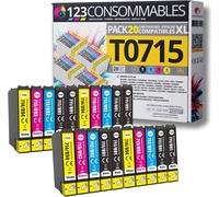 T0715 - Pack Pour Epson T0715 T0711 T0712 T713 T0714 - Cartouches Compatible Avec Epson Stylus Sx218 Sx400 Sx510W Sx515W Dx7450 Dx8450 (8 Noir / 4 Cyan / 4 Magenta / 4 Jaune)[ENC941877]