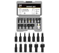 T10-T70 Jeu de douilles Torx 1/2" en forme d'étoile Clé à tête en vanadium | Star Bit Clé à Tête Outil en Acier Vanadium Kit de Réparation pour Automobile Appareils Ménagers Entretien avec Mallette de